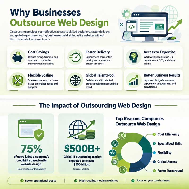 Business team analyzing cost savings and budget optimization through outsourced web design services